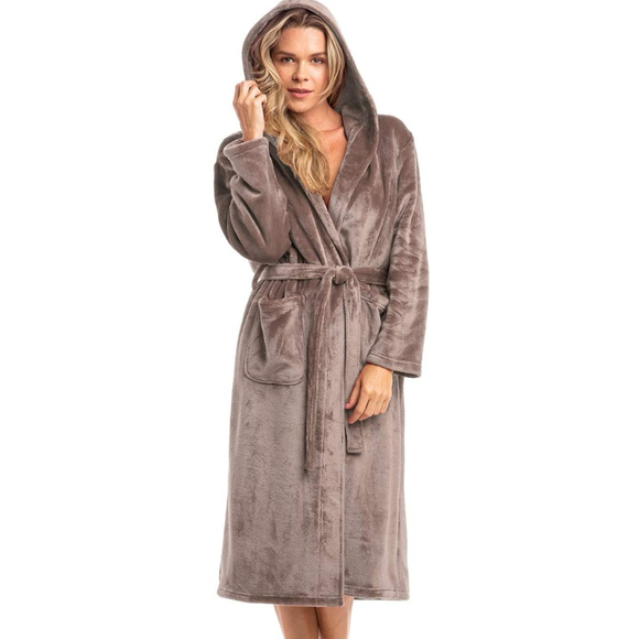 Lord & Lane Other - Lord & Lane Spa Collection Plush Hooded Fleece Robe Taupe Large NEW NWOT